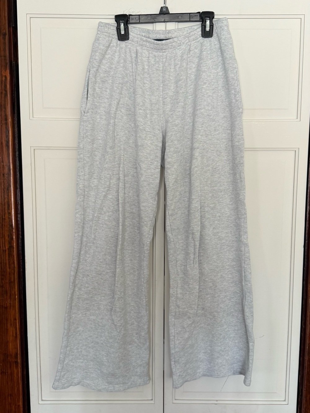 Brandy Melville Gray waffle knit wide leg sweatpants one size